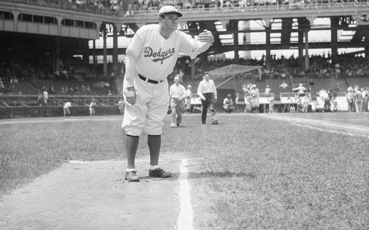 Babe Ruth in Brooklyn Dodgers uniform - Digital Commonwealth