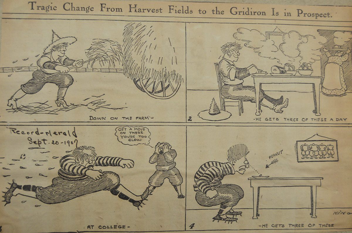A newspaper cartoon from September 1907 mocking the change in diet.