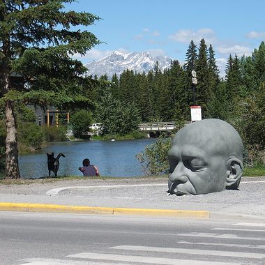 The Big Head sculpture in Canmore. 