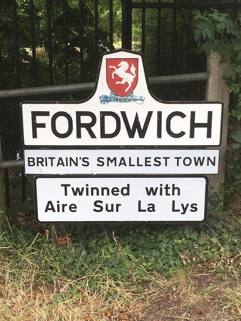 Fordwich town sign, proclaiming it to be England's smallest town.