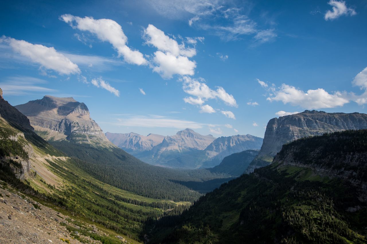 The view from Going-to-the-Sun Road in Glacier National Park, Montana.