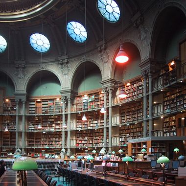 The oval reading room at the Bibliothèque nationale.
