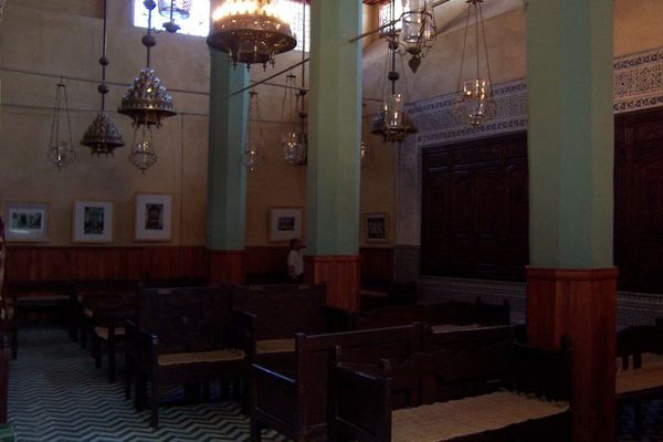 The interior of the Ibn Danan Synagogue in Fez, Morocco