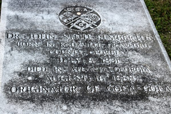 Pemberton's grave in Columbus, Georgia