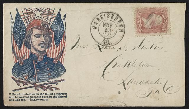 A Civil War-era envelope memorializing Ellsworth.