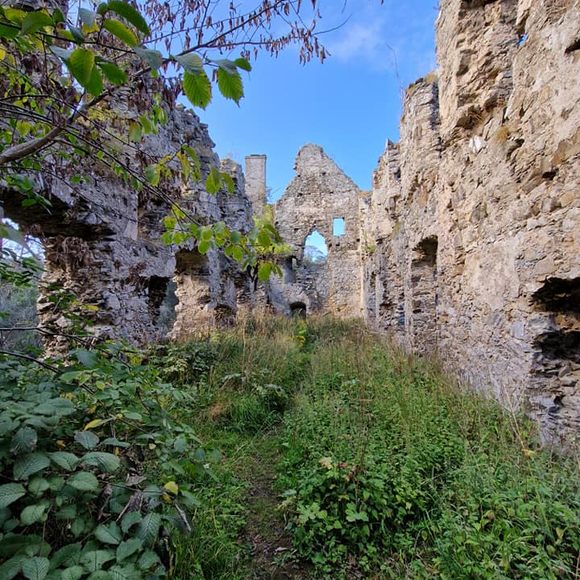 Scottish castle ruins overgrown