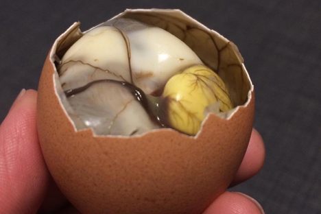 Boiled fertilized duck egg.