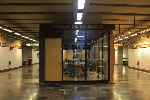 Radio booth.
