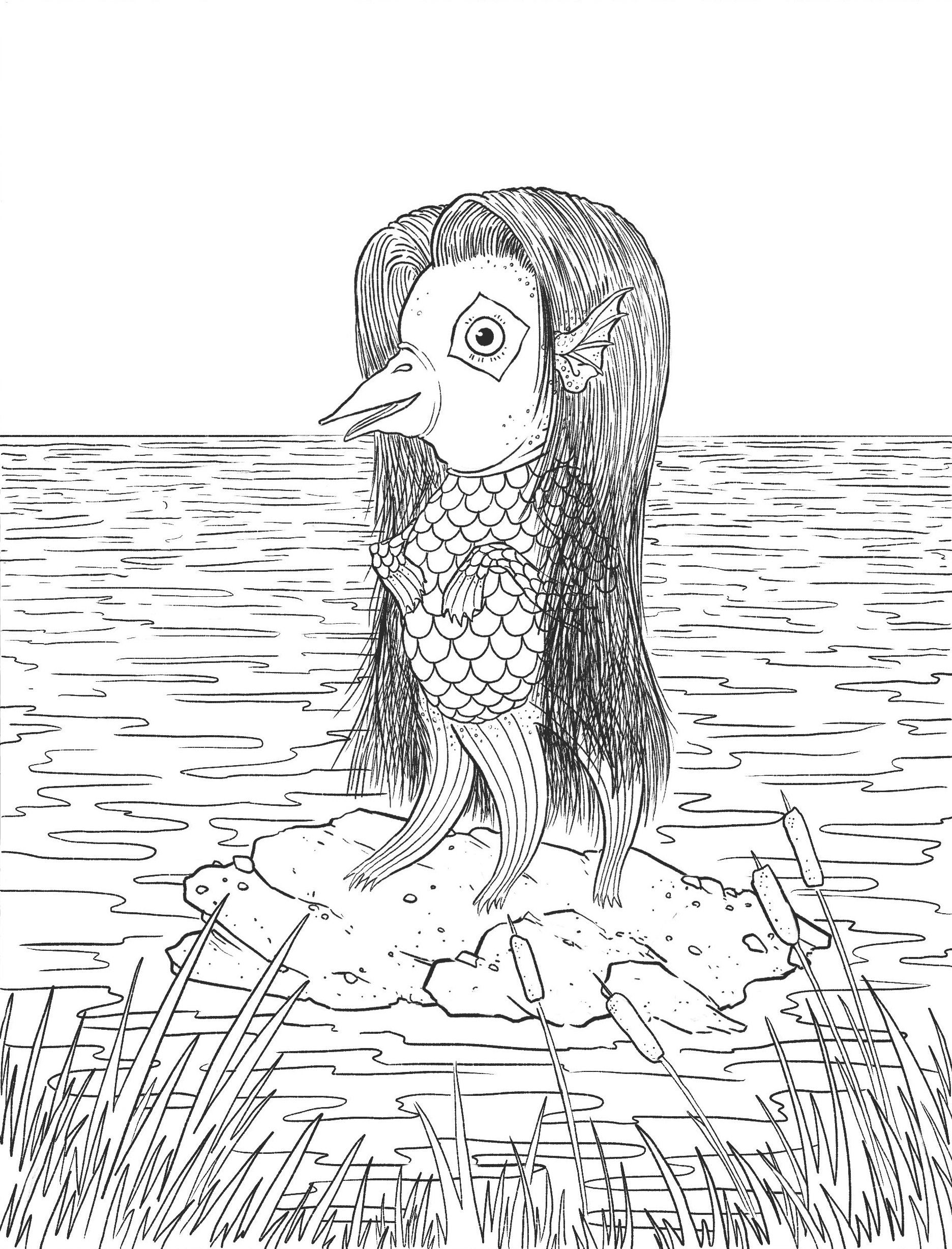This Amabie drawing by Matthew Meyer doubles as a printable coloring page.