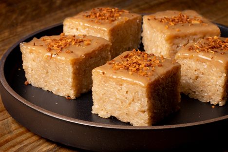 Biko's toppings vary depending on the region, but toasted coconut and coconut-cream curds are favorites.