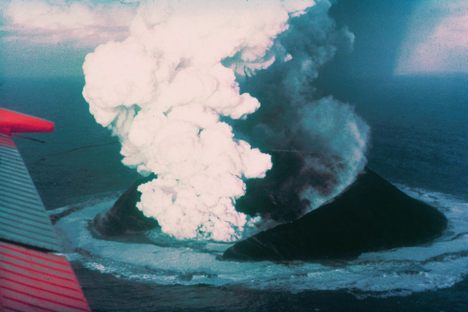 Surtsey Island, just 16 days after the first eruption in November 1963.
