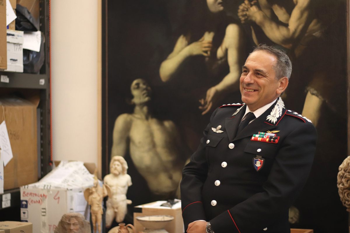 Colonel Alberto Deregibus, number two on the Italian art squad, in the vault.