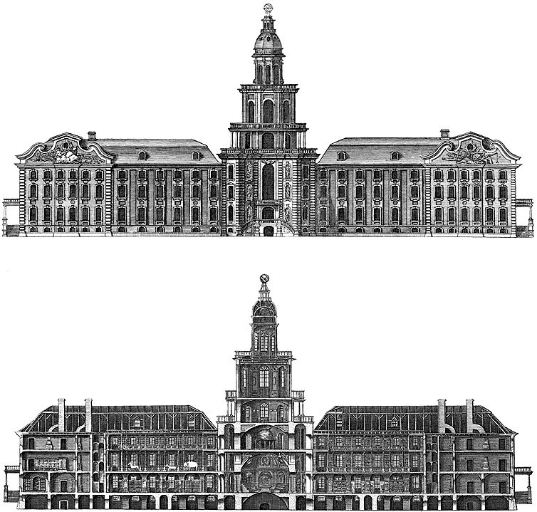 The Kunstkamera, drawn here in 1741, was completed two years after Peter the Great's death.