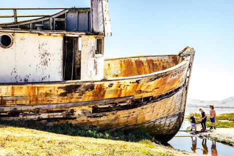 The "Point Reyes", a vessel known locally as the Inverness Shipwreck in Tomales Bay north of San Francisco. 