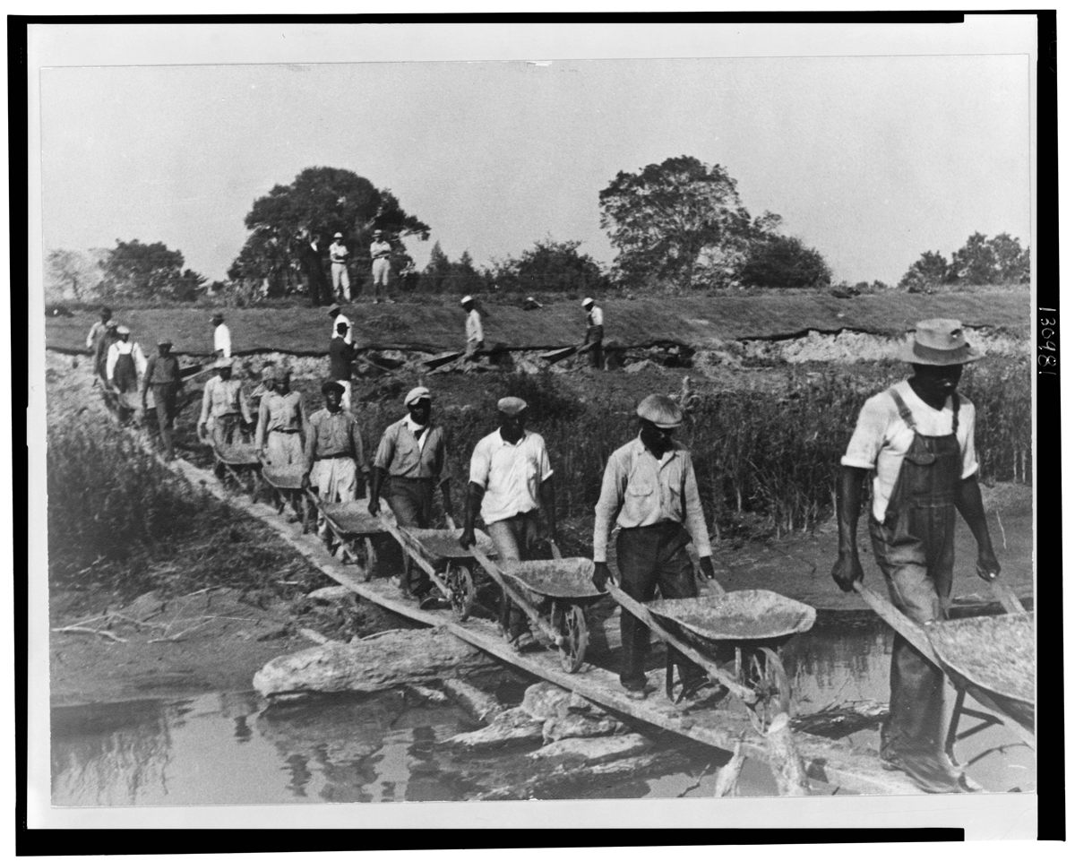 <em>Levee workers, Plaquemines Parish, Louisiana.</em>
