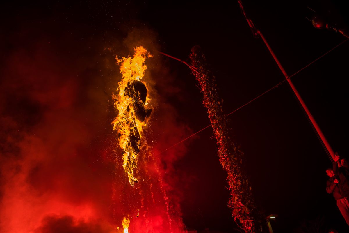 The Zvončari burn a pyre as part of the celebration.