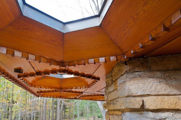 Skylights on the exterior porch made of red cypress.