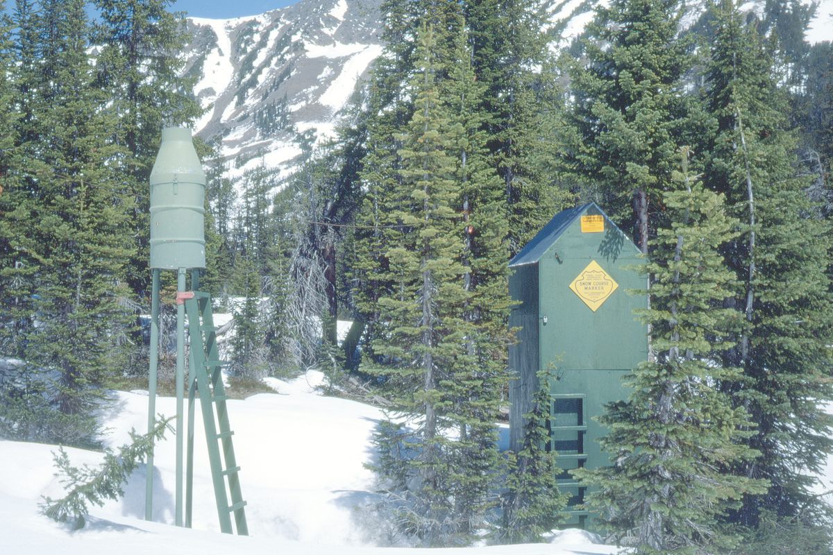 Snow survey sites, like the one seen here in Montana, can help scientists measure snowpack, but most sublimation happens above the treeline, a zone for which there is little data.