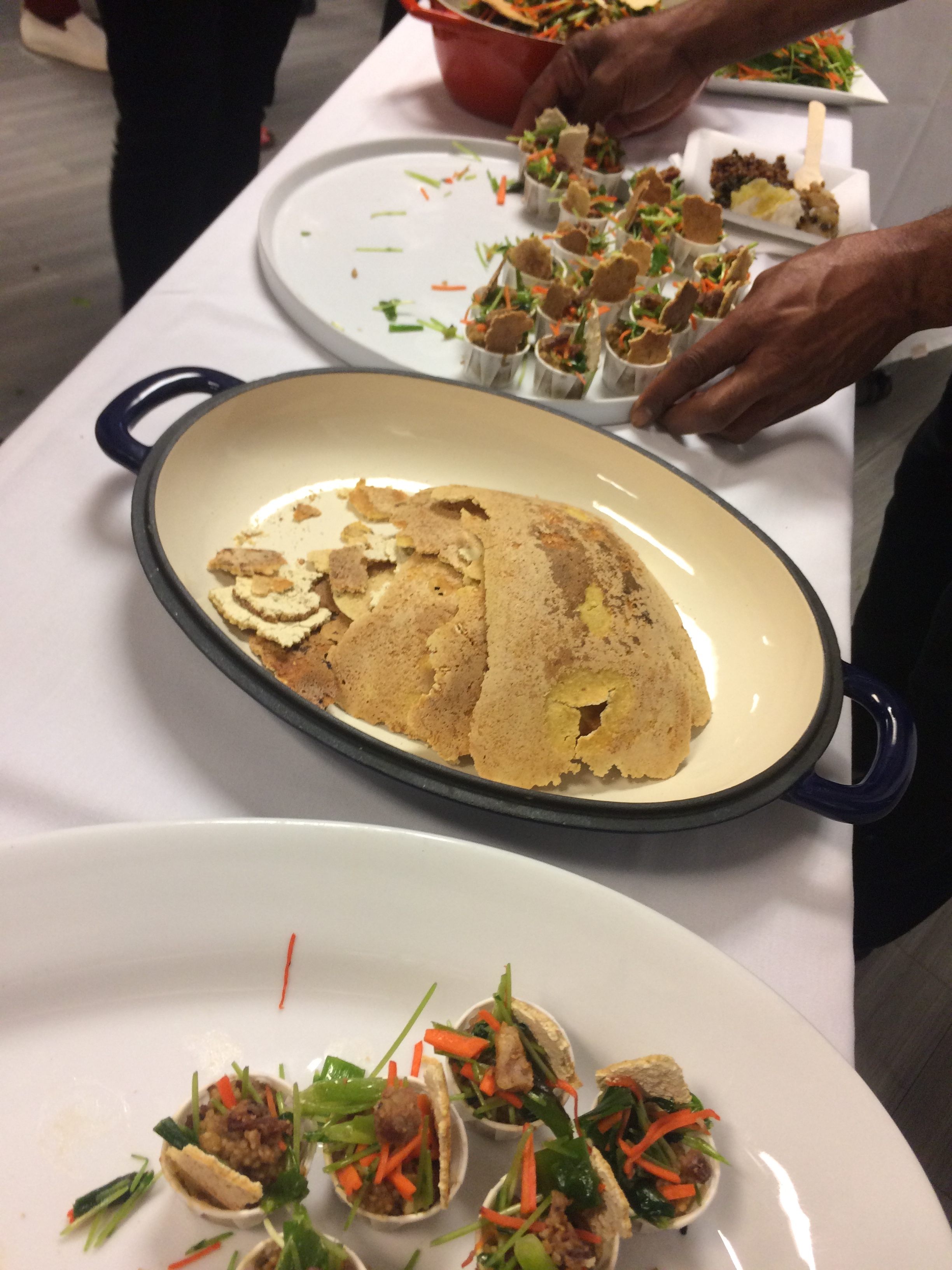 The team presented their stew and some millet crackers at a recent tasting.
