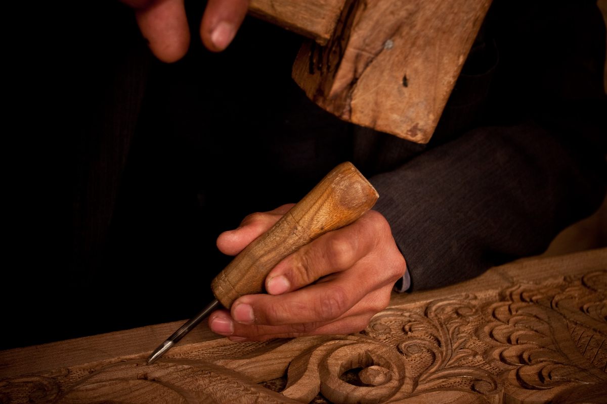 Wood carving involves very carefully and artfully making wood fail. 