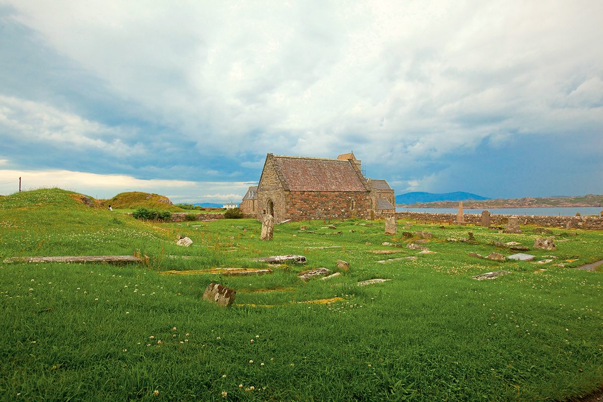 Reilig Odhrán is a graveyard on the Isle of Iona in Scotland's Inner Hebrides. In the 16th century, the site was determined to have held 48 Scottish, eight Norwegian, and four Irish kings.