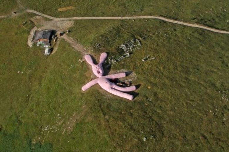 Giant Pink Bunny – Artesina, Italy - Atlas Obscura