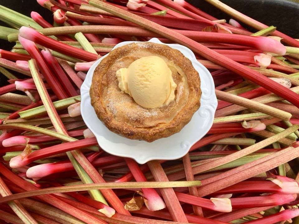 "People come here and they want to eat rhubarb pie," says Caroline Hill.