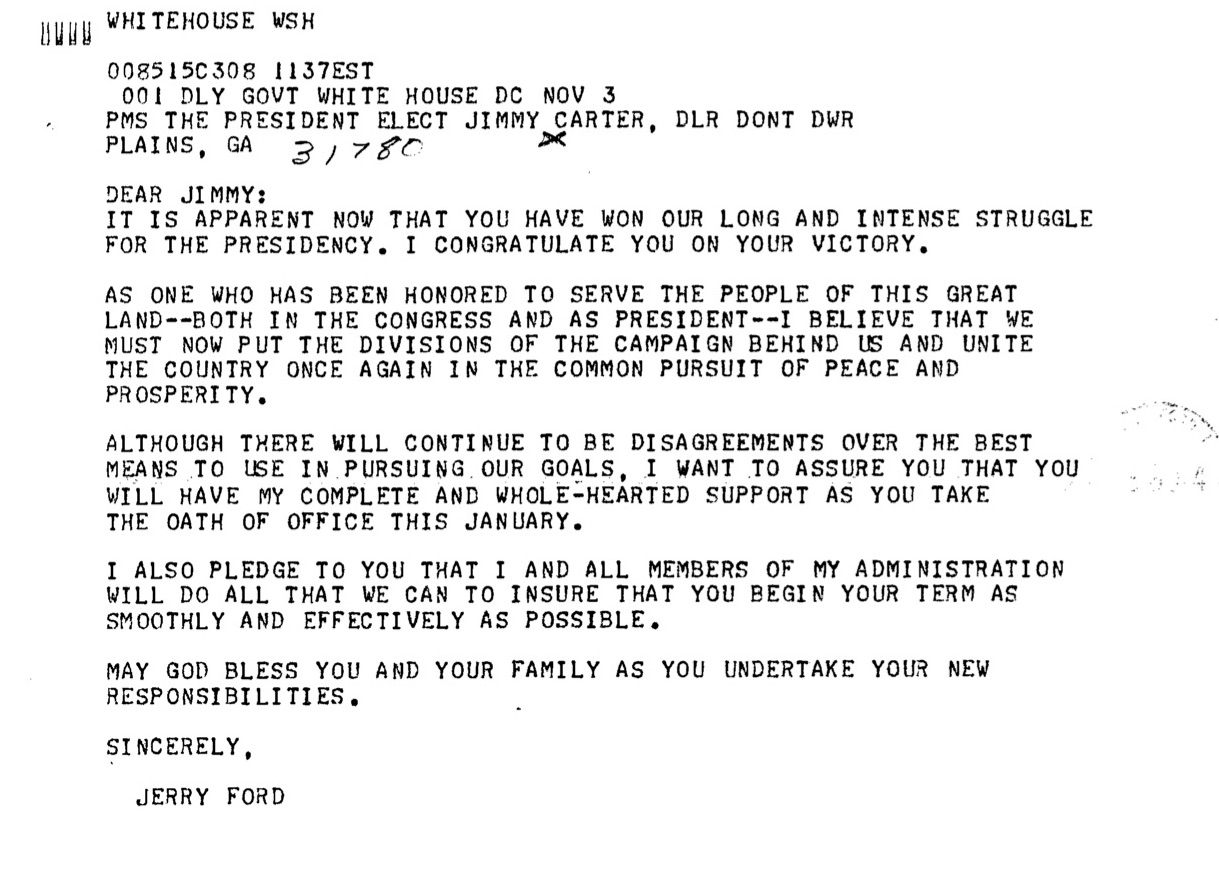 Ford's 1976 concession telegram.