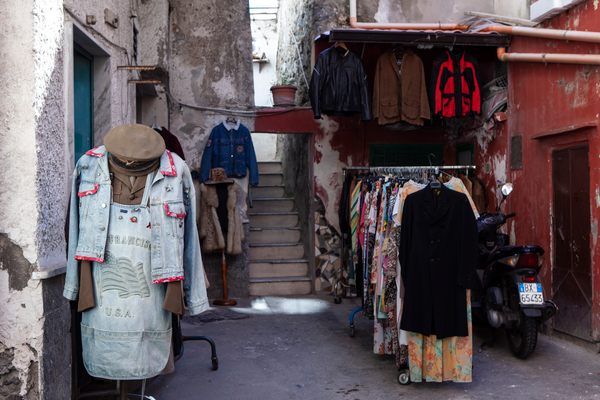 Clothes fill each corner of Pugliano Street.