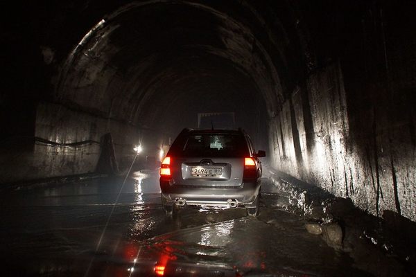 Anzob Tunnel in 2012, filling with water