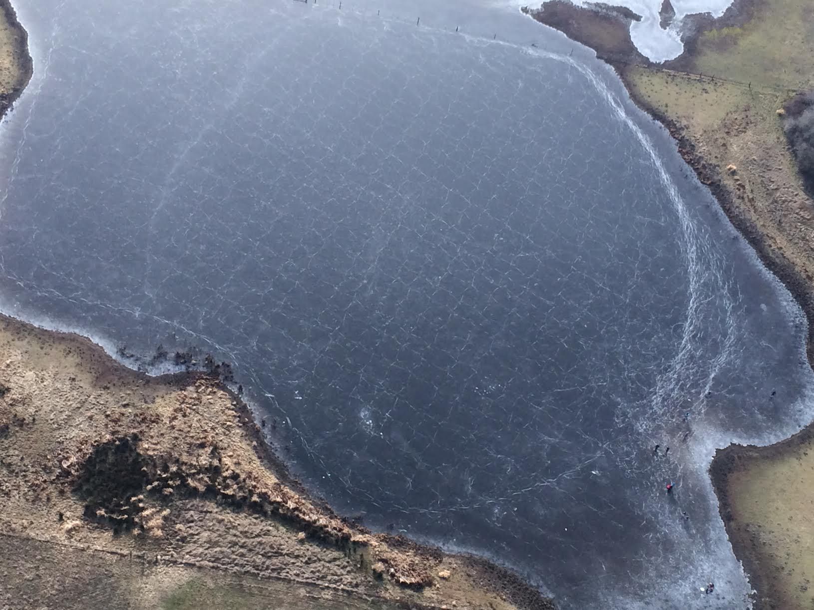 Port Townsend's Stranger Lake, carved with Dave Chuljian's short-lived ice artwork.