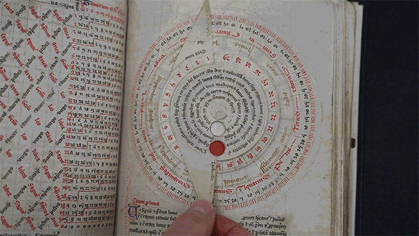 Demonstration of a vovelle. From The J. Paul Getty Museum, Ms. Ludwig XII 7, fol. 51. Late 14th century.