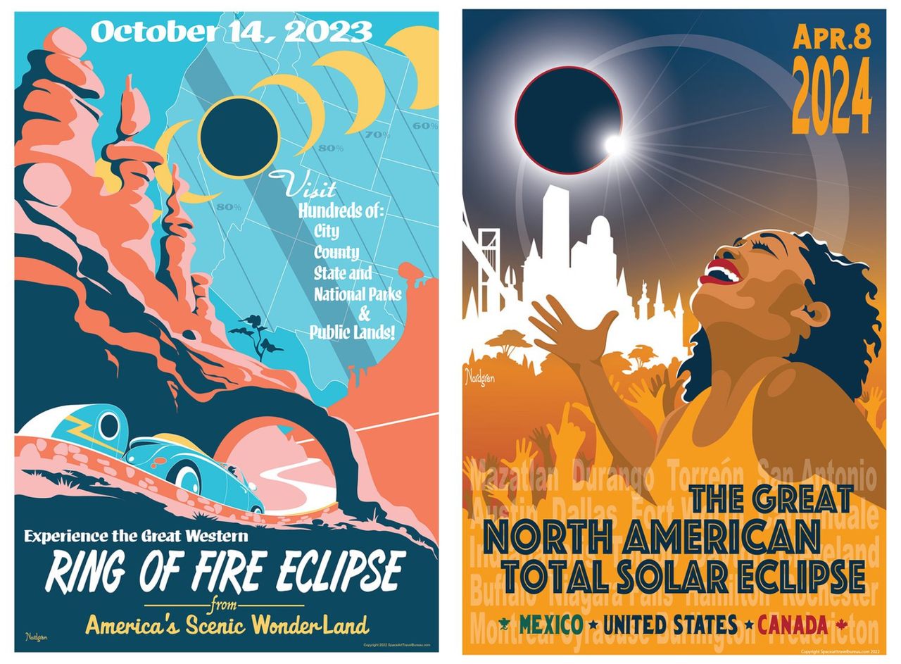 Retro, poppy posters capture the feel of America under the shadow of the moon.