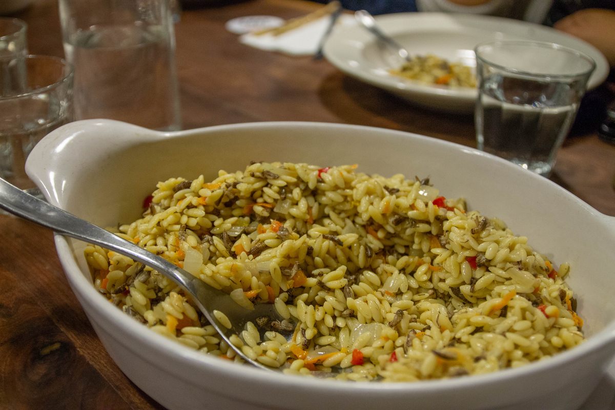 Orzo with crickets.