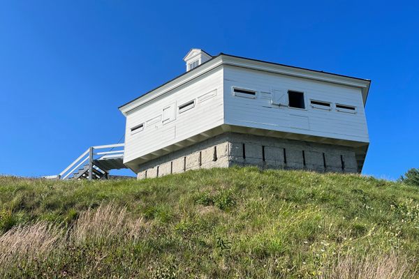 Closer view of the blockhouse.
