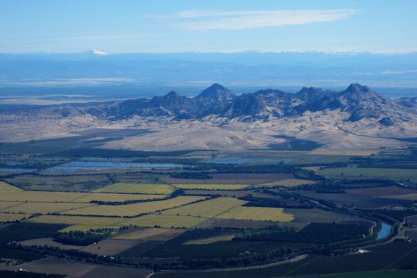 Sutter Buttes with the Sierra Nevada in the distance