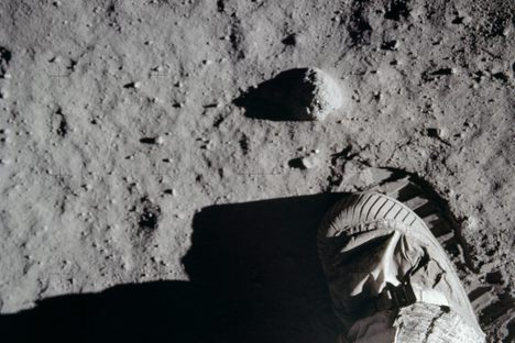 The moon's surface on the Apollo 11 mission.