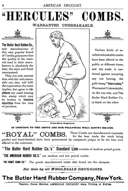 Ab advertisement for "Hercules Combs", 1891.