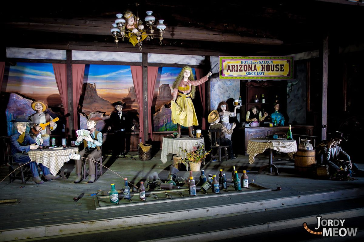 A staged Old West scene at Western Village. The park closed in 2007.