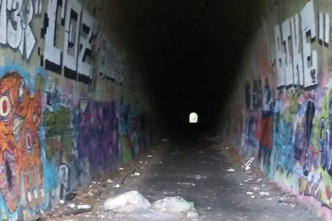 The west end of the Clinton Train Tunnel.