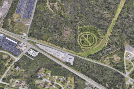 Aerial view of Nashville's peace sign geoglyph.