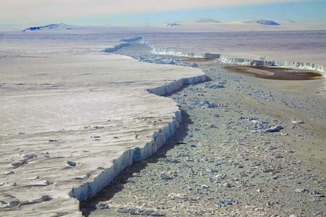 A close-up view of the rift separating Pine Island Glacier and iceberg B-46, as seen on an Operation IceBridge flight on November 7, 2018.