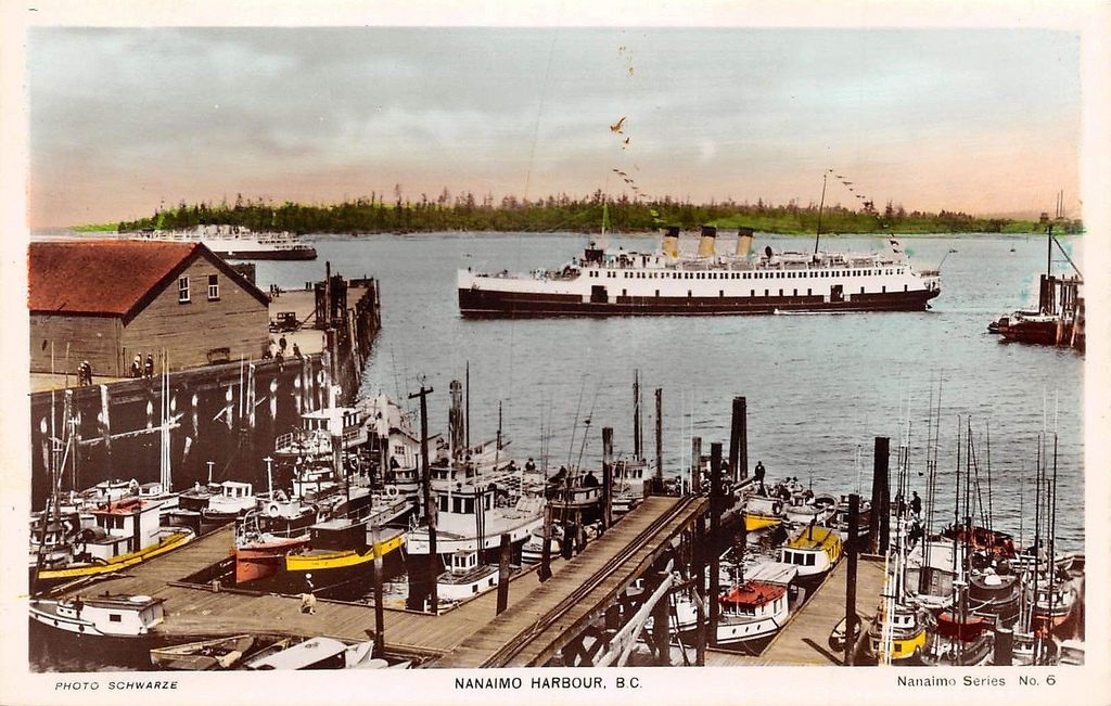 A postcard of Nanaimo Harbor, c. 1940.