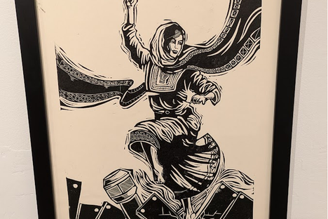 This painting is from the “Art as Resistance” series by Mohammad Sabaaneh.