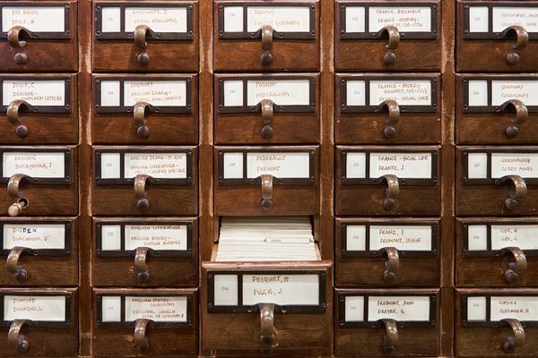 The card catalog at the New York Society Library's Reference Room.