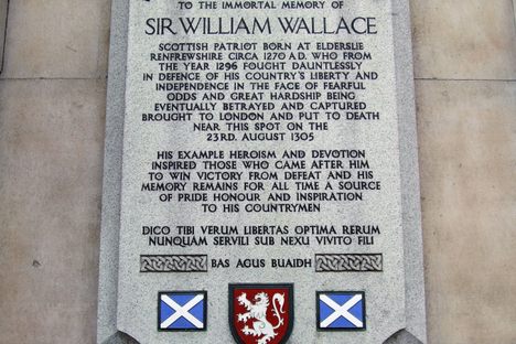 William Wallace memorial plaque at St. Bartholomew's Hospital, London.