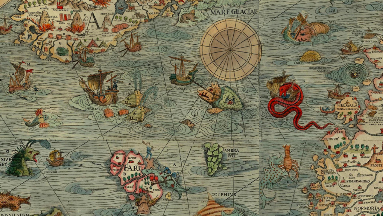 Marine map of Scandinavia, drawn up at Venice in 1539.