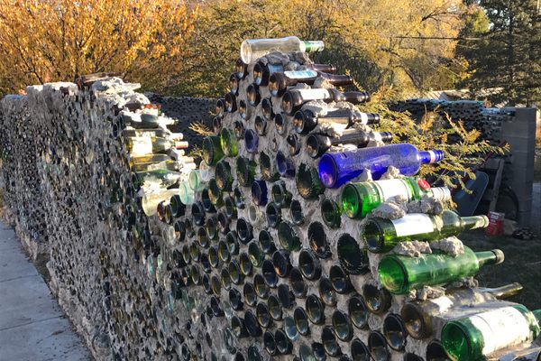 Wall of Bottles, Silver City New Mexico:  Top View