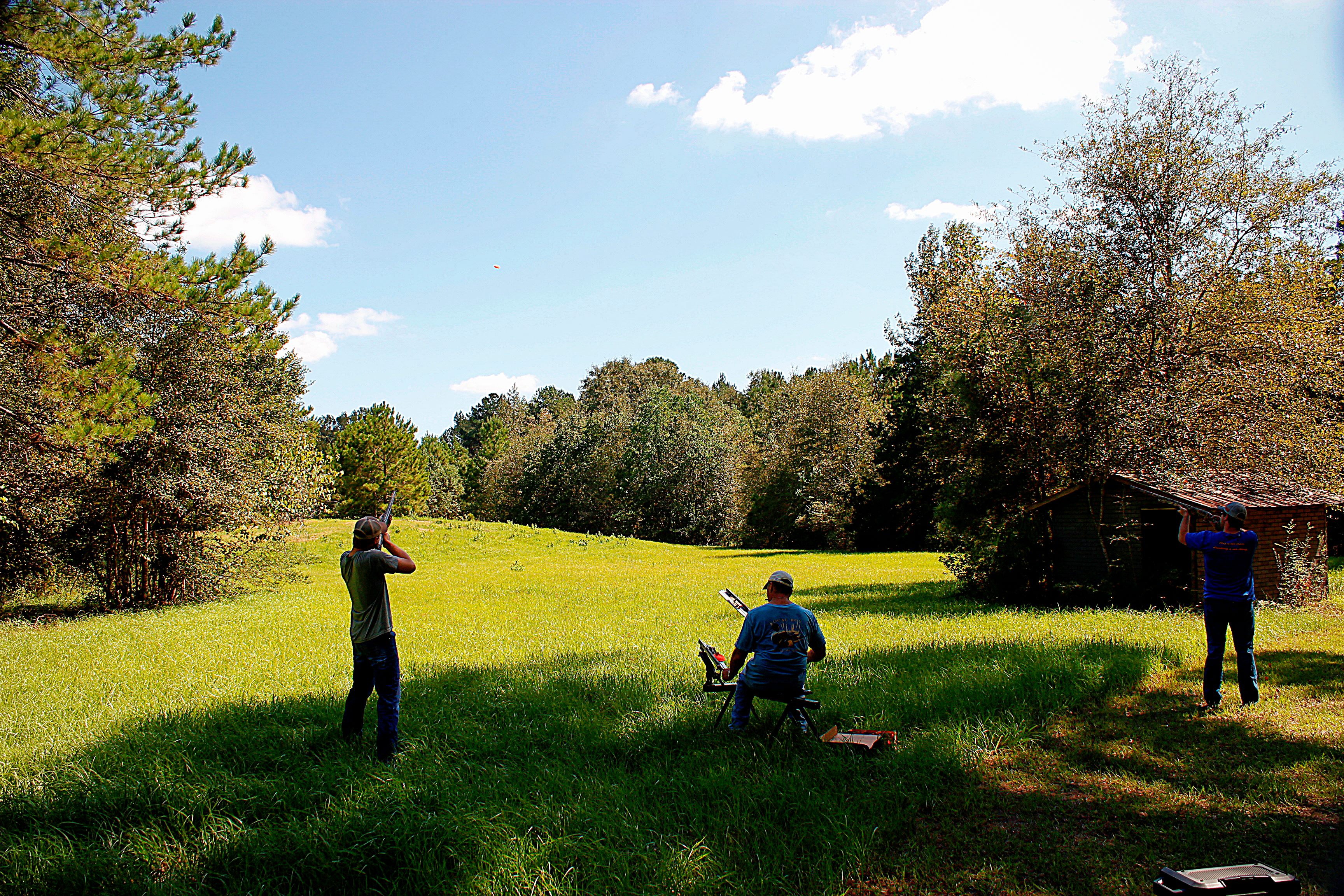 Shooting skeet before the hunt.
