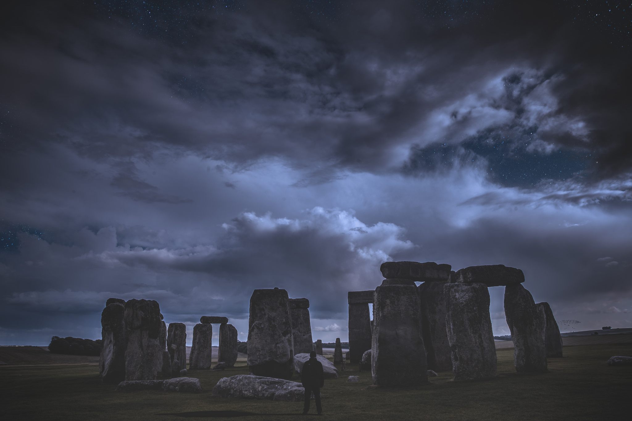 Stonehenge at night.